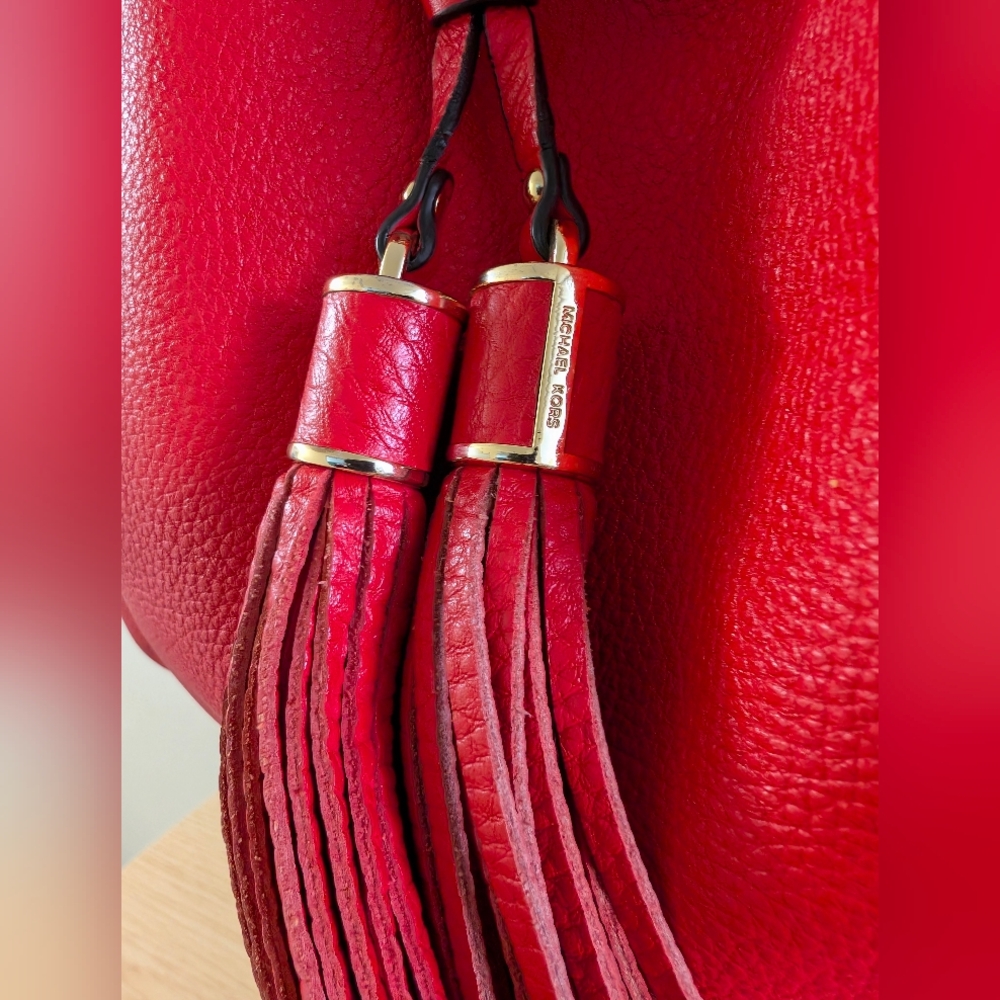 Michael Michael Kors Large Red Camden Pebbled Leather Shoulder Bag, EUC - Picture 3 of 14